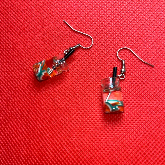 New Pearl Milk Tea Fruit Creative Personality Drop Earrings - Picture 6 of 6